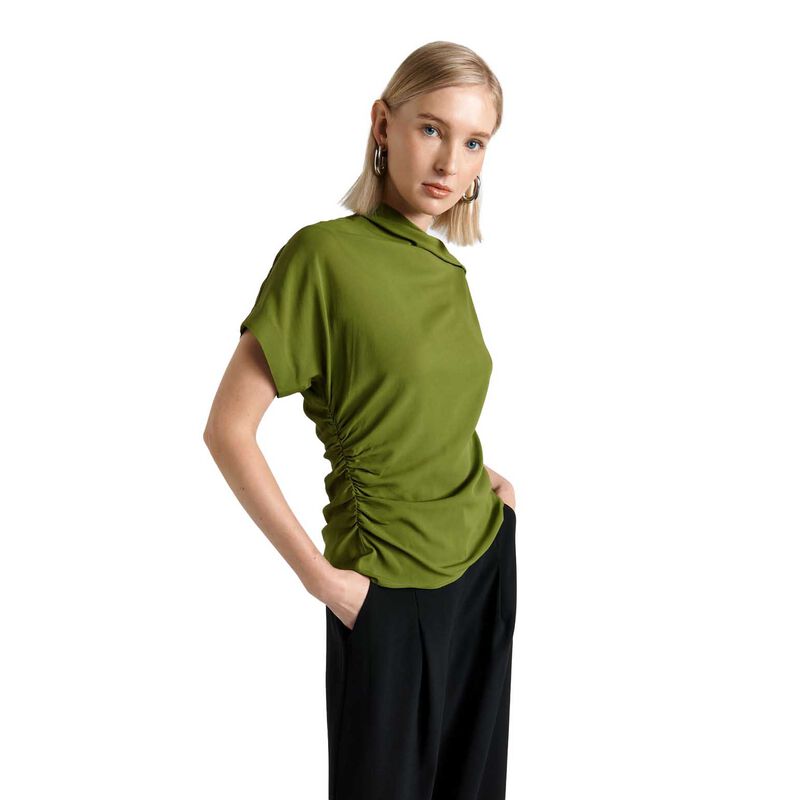 Cue Soft Viscose Draped Fold Neck Top image number 0
